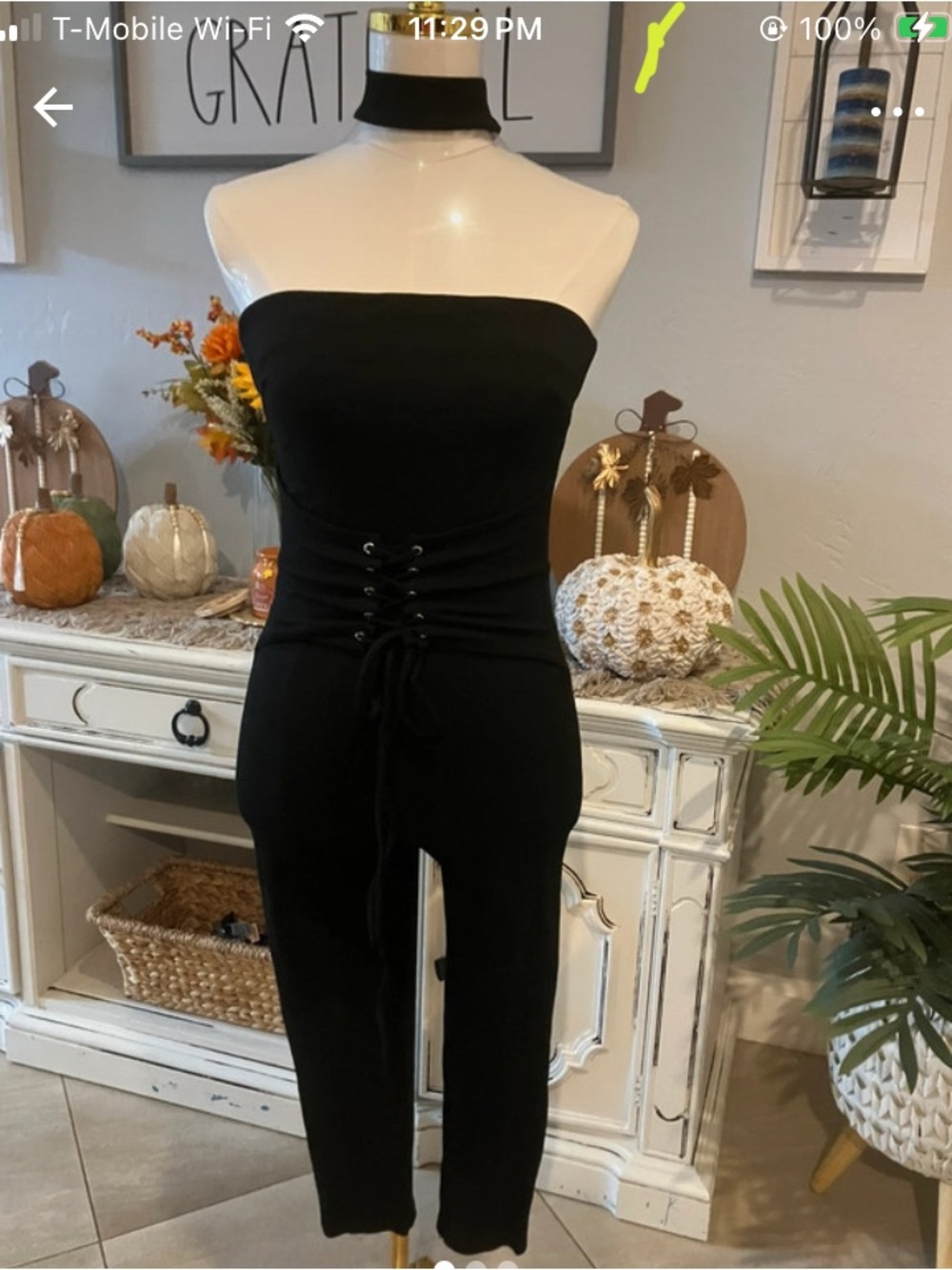 Choker collar capris jumpsuit